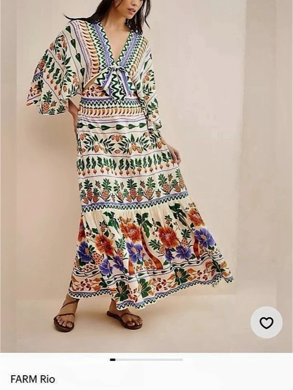 Farm Rio Tropical Botanical Maxi Dress Floral White & Green